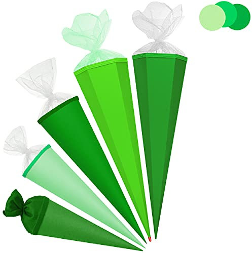 alles-meine.de GmbH Schultüte - Rohling - GRÜN/mittel - grasgrün - 85 cm - 6 eckig - Tüllabschluß - mit/ohne Kunststoff Spitze - Zuckertüte - Markneukirchen - Jungen Mädchen ..