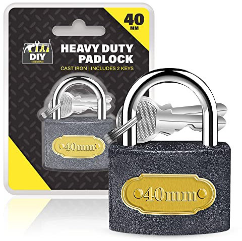 SOL 2pk Heavy Duty Padlocks with Keys – 40mm Outdoor Security Locks with Hardened Steel Shackles – Weather-Resistant Design – Ideal for Shed, Fence, Gate, Toolbox, Storage or Garage Use