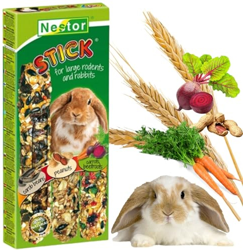 3x Hamster Rabbits Three Sticks Food CAROB BEANS + PEANUTS + CARROTS and BEETROOTS Flavor Seed Treats 175g Guinea Pig Rat Mouse Gerbil Rodents Small Animal Pet Vegetable Fruit 3 in 1 Foods Degu Snacks