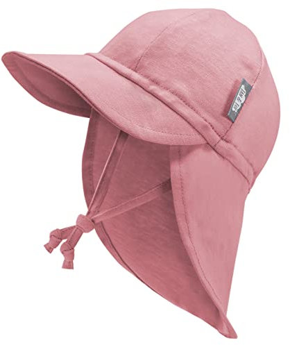 Jan & Jul Baby-Sonnenhut mit Nackenklappe für Neugeborene Mädchen (Altrosa, Größe XS: 0-3 Monate)