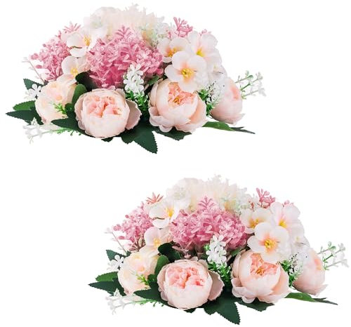 Inweder Fleur Artificielle pour Centres de Table de Mariage - 2 Pièces Fleurs Artificielles Roses Pivoine en Soie avec Base en Plastique Boules de Fleurs pour Fête Anniversaire Décoration Maison