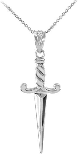 Joyara Sterling Silber 925 Dolchmesser Anhänger Halskette (Verfügbare Kettenlänge 40cm - 45cm - 50cm - 55cm) 20