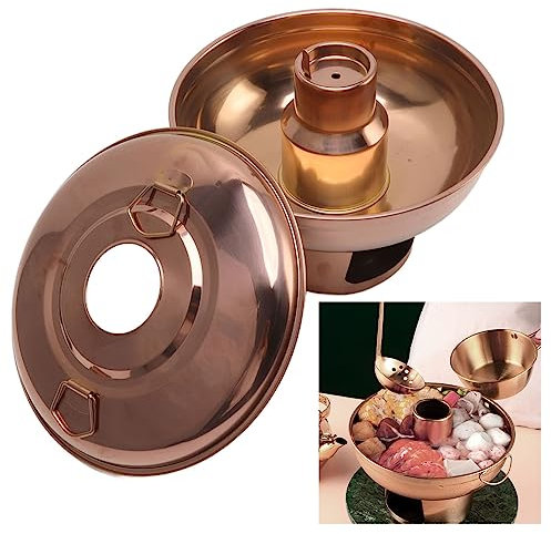 Olla China De Acero Inoxidable, Olla China De Carbón Olla Antigua De Beijing Fondue De Carnes Chinas Tradicionales Olla Pequeña Olla Caliente De Hielo Seco Olla Pequeña Para Una Sola Persona Oro Rosa