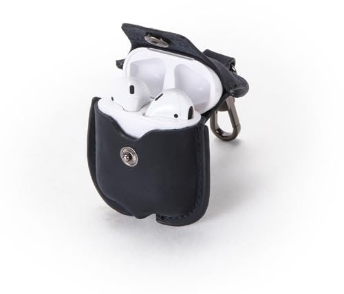 CONTACT'S FAMILY Funda para AirPods de 1ª/2ª generación, funda de cuero para Airpods para hombre, compatible con Apple AirPod de 1/2 generación (azul)