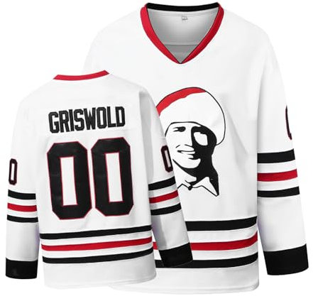 YWIES Griswold #00 Movie Christmas Hockey Trikots Stitched Letters and Numbers S-XXXL, Weiss/opulenter Garten, XL