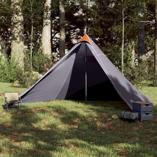 Homgoday Tipi - Tienda de campaña familiar para 7 personas, tienda de campaña de trekking para jardín, resistente al agua, para camping, viajes, trekking, jardín, gris y naranja, resistente al agua
