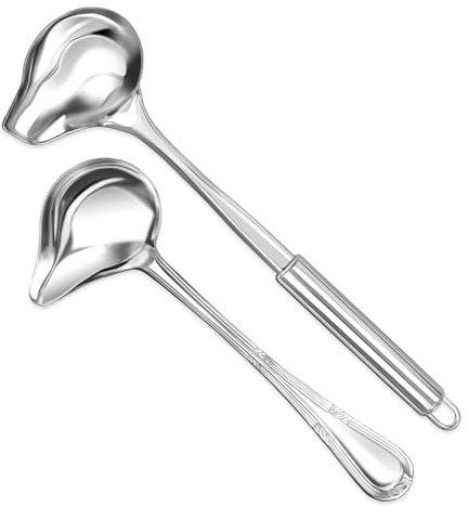 2 cucchiai per salsa, mestolo in acciaio inox, mestolo da 20 cm, 30 cm, cucchiaio da insalata, mestolo per salsa, cucchiaio da miele