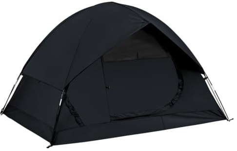 Spacious Waterproof 2/4 Person 4-Season Tent with Big Rain Fly – Versatile Outdoor Camping Tent for Hiking, Backpacking, and Festivals – Easy Setup & Durable Design (Black, 4 Person)