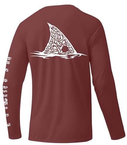 Palmyth Mens Fishing Shirts Long Sleeve UV Sun Protection T-Shirt Quick Dry UPF 50+ Sun Shirt, Vermilion Redfish, 4XL