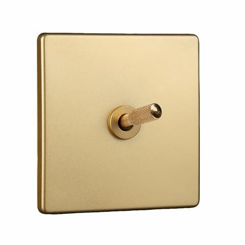 Interrupteur d'éclairage mural rétro de style industriel doré Interrupteur à levier moleté or 86 Type 1-4 Gang 2 Voies(panneau en plastique)