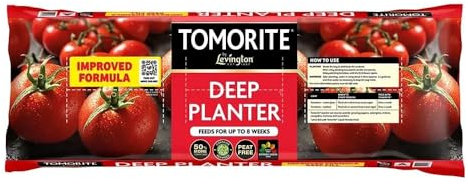 Levington Tomorite Peat Free Deep Planter 46L – Organic Potting Compost for Fruit & Vegetables, Enriched with Tomorite Plant Food & Seaweed for Flavourful Tomatoes, Child & Pet Friendly