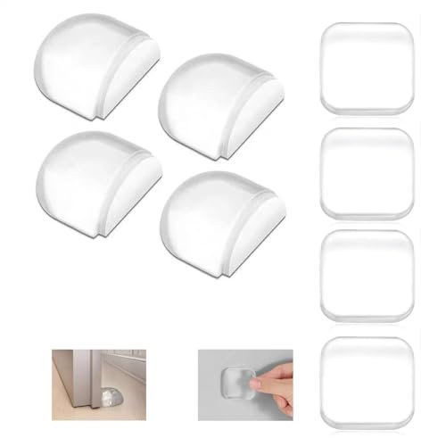 Topes para puertas suelo,Tope puerta suelo adhesivo,Tope de puerta,Topes Transparentes de PU para Puertas y Muebles,Topes para puertas pared, Protección Antigolpes, Pack de 8.