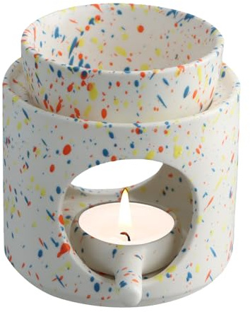 YILANJIN Wax Melt Burners, Ceramic Aromatherapy Candle Holder Removable Bowl Tea Light Burner Oil Burners For Essential Oils Grooved Surface Candle Burner for Sleep Aid Relaxation Meditation Housewarm