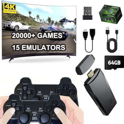 Console da gioco retrò Upgrade M8 Game Stick con 2 controller di gioco wireless 20000+ giochi, console per videogiochi Plug and Play 4K HD Output, gioco regalo per ragazzi e adulti