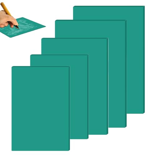 BAIFULAI Placa de linóleo de goma blanda 2A4+A5+2A6, 5 unidades de linóleo de goma blanda, placas de linóleo verde, linograbado de PVC para sellos, manualidades y proyectos de impresión