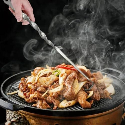 NEIQIUWING Gancio per barbecue, paletta per carne, gancio per barbecue, paletta per barbecue con manico lungo