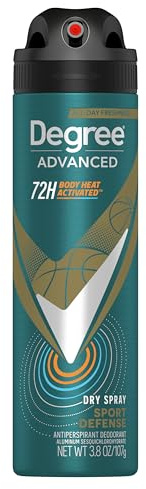 Degree Men Antiperspirant Deodorant Dry Spray Sport Defense 72-Hour Sweat and Odor Protection Deodorant For Men With Body Heat Activated Technology 3.8 oz