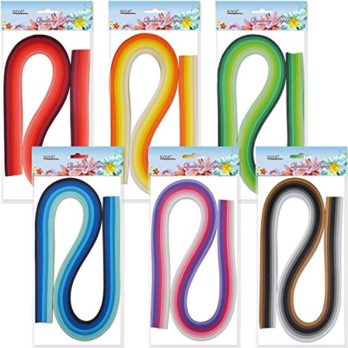 JUYA Paper Quilling Set 54cm Length Up to 42 Shade Colors 6 Packs(42 Colors, Width 10mm)