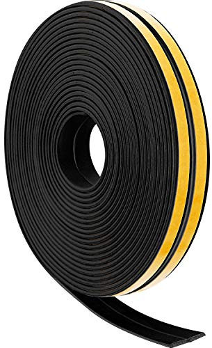 Bandes Météo 12 M Bandes d'Étanchéité en Mousse Ruban EPDM Anti-Bruit de Fenêtre Porte Coupe-Froid Auto-Adhésifs pour Anti-Bruit du Vent (Noir)