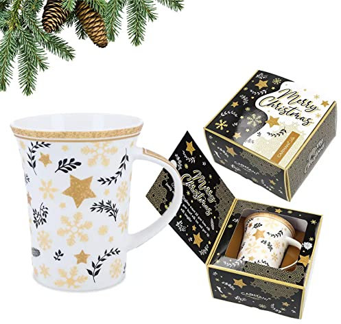 CARMANI - Taza de porcelana decorada con temática navideña de 350 ml