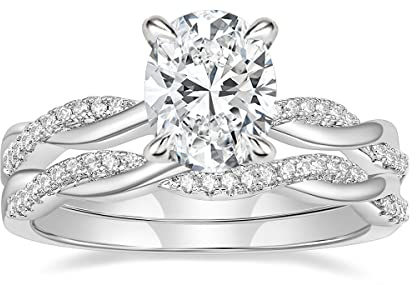 Mameloly 3ct Engagement Rings for Women Oval Cut Bridal Ring Sets Cubic Zirconia Wedding Band Twisting Infinity Pave Set Size 7