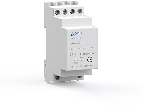 Door Bell Transformer. Suitable For Wired Doorbells & Compatible With Ring/Chime/Smart Door Bell. DIN Rail Mountable. Mains Converter 8/12/24V. No Need To Charge Batteries Anymore.