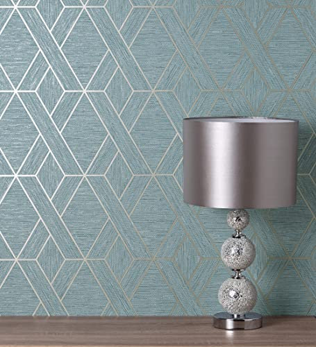 GAULAN 681978 - Papel pintado vinílico lavable geométrico trenzado de líneas metalizadas imitando al textil para pared salón cocina baño comedor - Rollo de 10 m x 0,52 m