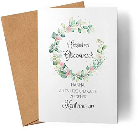 Kiddle-Design Carte de Confirmation Fille Carte de Confirmation Personnalisée Cadeau d'argent Proverbes Félicitation pour la Confirmation Carte de Félicitations
