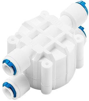 PAROAD Apagado automático de cuatro vías con conectores rápidos, válvula de cierre automático de 4 vías para manguera OD de 1/4 pulgadas, sistema de filtro de agua potable