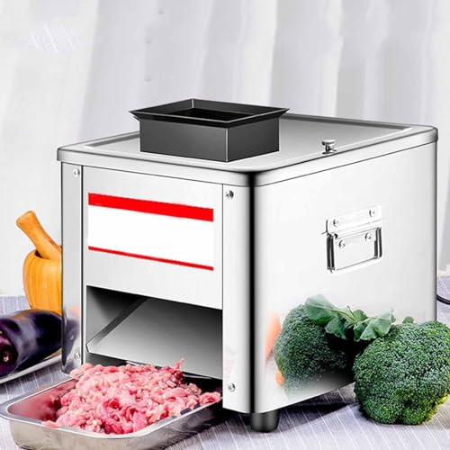 PixCy 850w Cortafiambres Eléctrica, Hoja De Acero Inoxidable Cortafiambres Profesional, Espesor 2.0-21mm Cortadora De Fiambres Ajustable para Carne, Fiambres, Rosbif, Verduras,110V-10.0MM