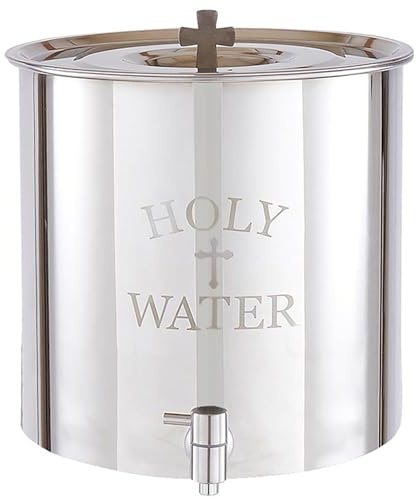 Holy Water Receptacle, Stainless Steel Container for Religious Gatherings, Catholic Church Supplies, 5 Gallons