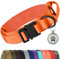 Joytale Taktisches Hundehalsband mit Griff Halsband Hund 3.8 cm Breit Hundehalsband für Mittelgroße Hunde Verstellbar aus Nylon, Orange, M