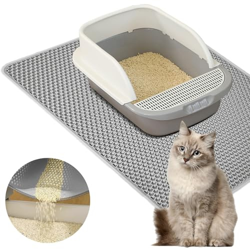 WIYETY Tappetino Lettiera per Gatti 90 x 60 cm - Doppio Strato con Design a Nido d'Ape, Impermeabile e Antiscivolo