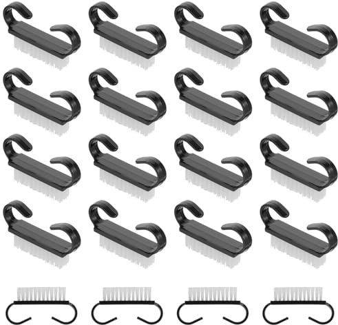 Aeaocvo 20 pennelli per unghie con manico, colore nero, mini spazzola per unghie, spazzola per unghie con manico per manicure, scrub per la pulizia delle unghie, spazzole per la pulizia delle dita dei