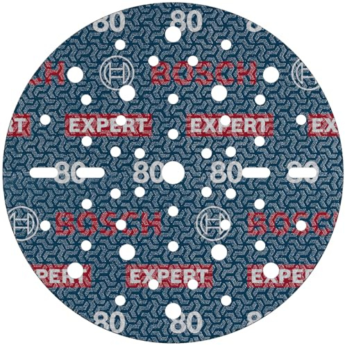 Bosch 6x EXPERT O780 Foil Sanding Disc, 150 mm (for Hardwood, Paint on wood, Ø 150 mm, Grit 80, Professional Accessory Random Orbital Sander)