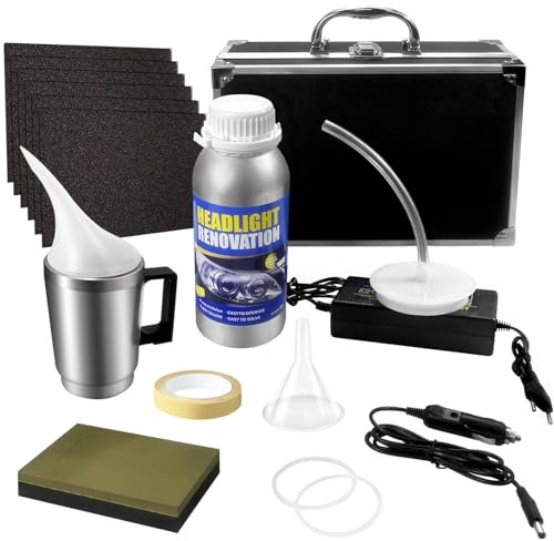Qunbanty Scheinwerfer Aufbereitung Set,800G Reparaturflüssigkeit Scheinwerfer Bedampfen Set,Scheinwerfer Reparatur Set,Scheinwerfer Politurset,Scheinwerfer PoliturReparaturwerkzeug für Vergilbung/Vage