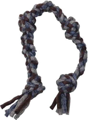 Dharma Dog Karma Cat, Jouet à Tirer Corde Nouée Résistante, 66 cm, Couleur Naturelle/Gris, pour Chien, Jouet interactif pour Chien Chiots, pour Rapporter et Tirer