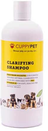 Cuppy Pet Natural Clarifying Shampoo for Dogs & Cats – Hypoallergenic, pH-Balanced, Sulfate-Free, Paraben-Free, 400ml – Deep Cleansing & Moisturizing Pet Shampoo