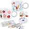 Sinmoe Set di Pittura su Tazza in Ceramica per Adulti 2 Tazze 12 Colori Ceramici 3 Pennelli 1 Tavolozza Regalo Mug Fai da Te Kit Bicchiere da Dipingere da Caffè per Coppie Regalo di Nozze Compleanno