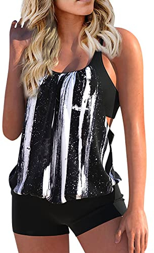 uxxnjfg Tankini Donna Mare Curvy Ti Costume Donna Due Pezzi Piscina Costumi Vita Alta Brasiliana Pantaloncino Tankini