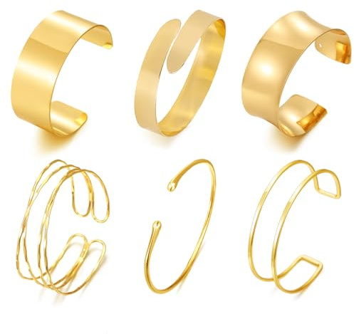 Auiremrti juego de joyas de brazaletes de 6 piezas para mujeres, brazalete de brazo superior, pulsera de brazalete minimalista, conjunto de brazalete espiral ajustable