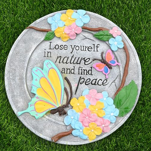 SBJKLYRN Pietra calpestabile da Giardino， Pietre for camminamenti da Esterno con Motivo a Coccinella, Farfalla, Resina Ecologica for abbellire Il Paesaggio.(Butterfly,2PCS)
