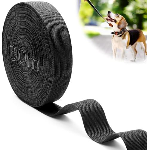 Mbsomnus 30 m spännband polypropen nylonband 25 mm svart bomullsband vattenbeständigt fickrem bälteshällor för skärning sömnad gör-det-själv ryggsäck bagageremmar hundkoppel väskor