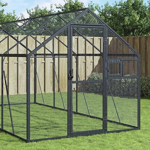 Mokuyary - Aviario (1,79 x 8 x 1,85 m, aluminio, aviario al aire libre, jaula para pájaros, canarios, pinzas, periquitos, ondulados, indeseparables
