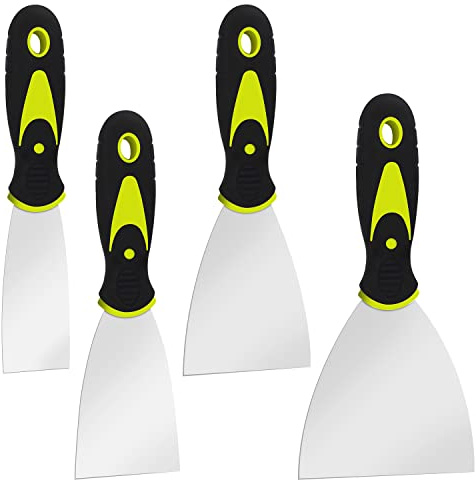 4 stycken putty knivar, spatelset, 1,5 tum, 2,5 tum, 3 tum, 4 tum brett rostfritt stål, målerispatel, universalspatel, gipsare, skrapa, palettkniv för tapeter och väggar skrapning