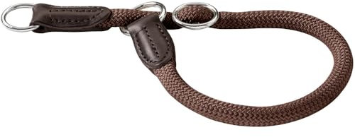 HUNTER Dressurhalsung FREESTYLE, Farbe: braun, strapazierfähiges Tau mit Polyamid-Kern, weich & robust, wetterfest & pflegeleicht, ideal für Training & Alltag, Größe: M-L