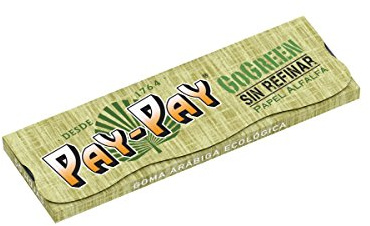 Papel de fumar Pay-Pay GoGreen 1 1/4 78mm (25Und) Ultrafino de Combustion lenta, Goma arabiga Ecologica Sin Refinar (Sin Aditivos)
