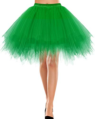 Bbonlinedress Mini tyllkjol för kvinnor 1950-tal, vintage, vuxen, balett, tutu, skater-kjol för cosplayfest, gRÖN, L