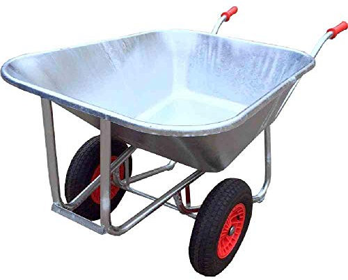 FOXWINKEL Großmuldenschubkarre Schubkarre 2 Rad Farmer II feuerverzinkt 200 Liter 250 kg Tragkraft Futterkarre Hofkarre Gartenkarre Doppelradschubkarre