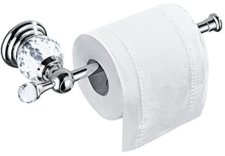 BATHSIR Porte-Papier Toilette en Cristal, argenté, Support Moderne pour Salle de Bain, Accessoires de Salle de Bain, Crochet Mural en Alliage de Zinc